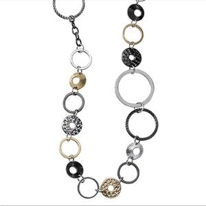Lia Sophia Improv Mixed Metal Open Linked Circle Shaped Necklace